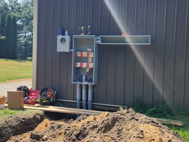 New electric service run to a pole barn