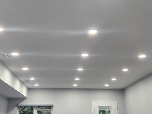 Recessed lighting in a finished room